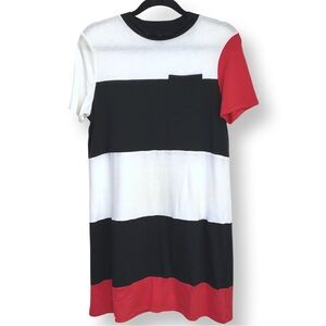 [ KENDALL & KYLIE ] Dramatic Red, White, and Black Color Band TShirt Dress : SM